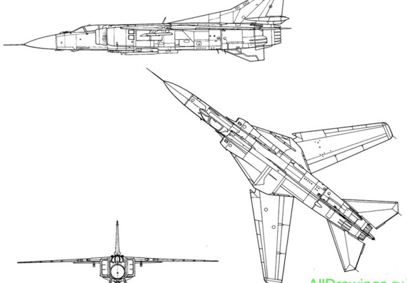 Микоян, Гуревич Миг-23 чертежи (рисунки) самолета